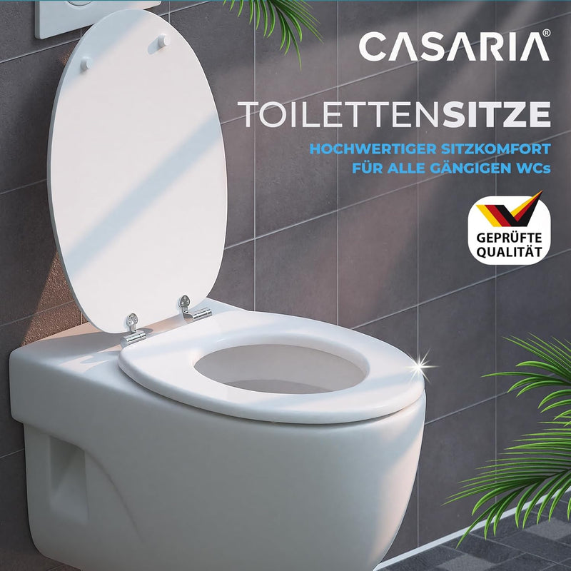 CASARIA® WC Sitz Doppelte Absenkautomatik MDF Holzkern hygienisch Rostfreie Scharniere 175kg Bad Toi