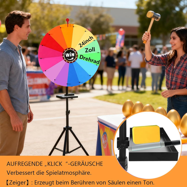 61 cm drehendes Preisrad, 14 Farben, drehbares Kritzelspiel mit löschbarem, verstellbar von 94 cm -