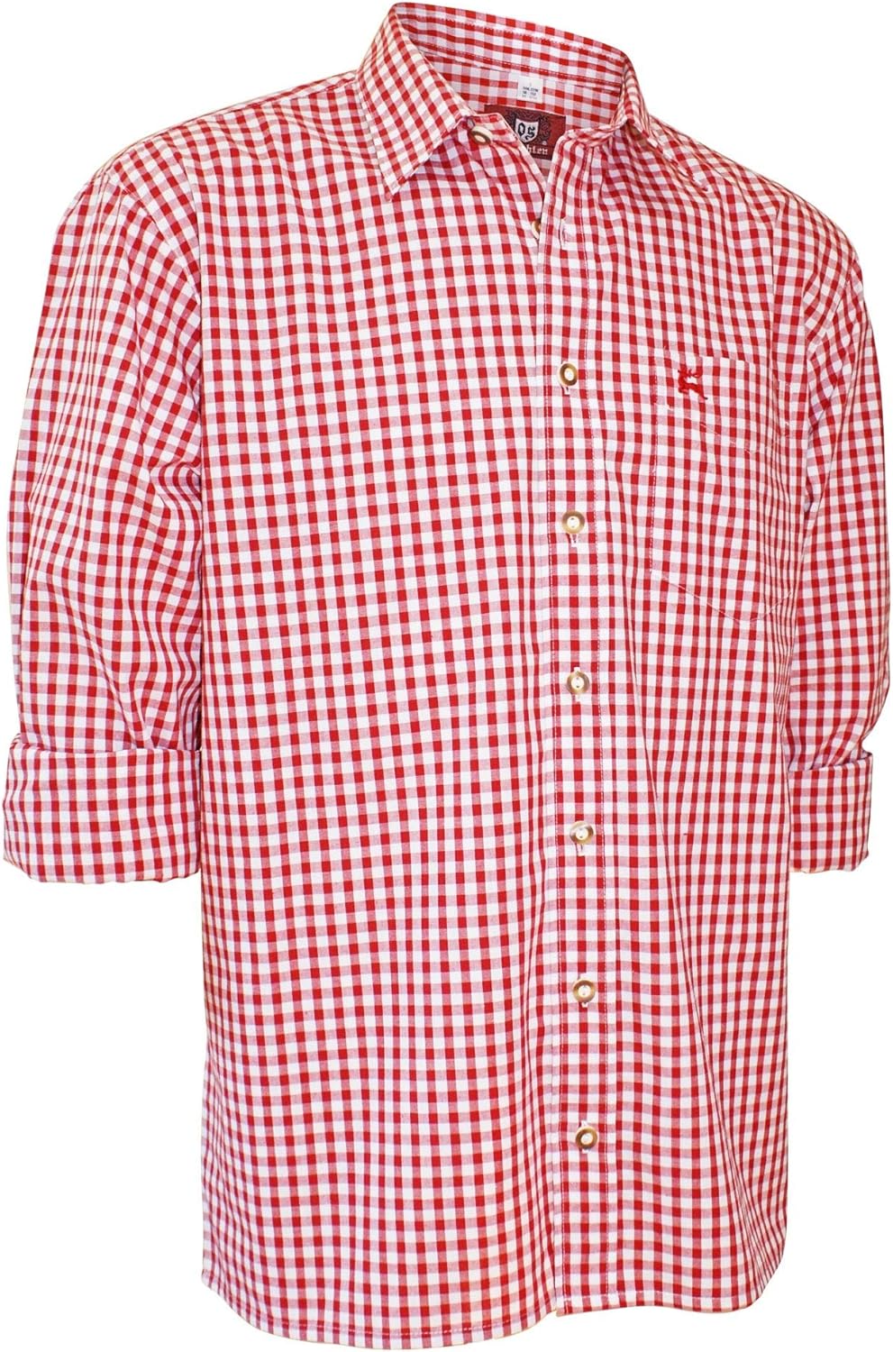 orbis Textil Trachtenhemd Karo Trachten-Pfoadl Karohemd rot kariert Trachten-Hemd Herrenhemd Tracht