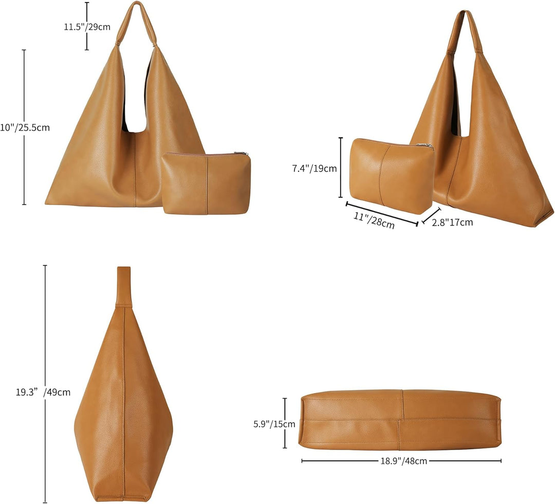 Leder-Tragetasche, übergrosse Hobo-Taschen, grosse Tragetasche für Frauen, Arbeit, vegane Leder-Hand