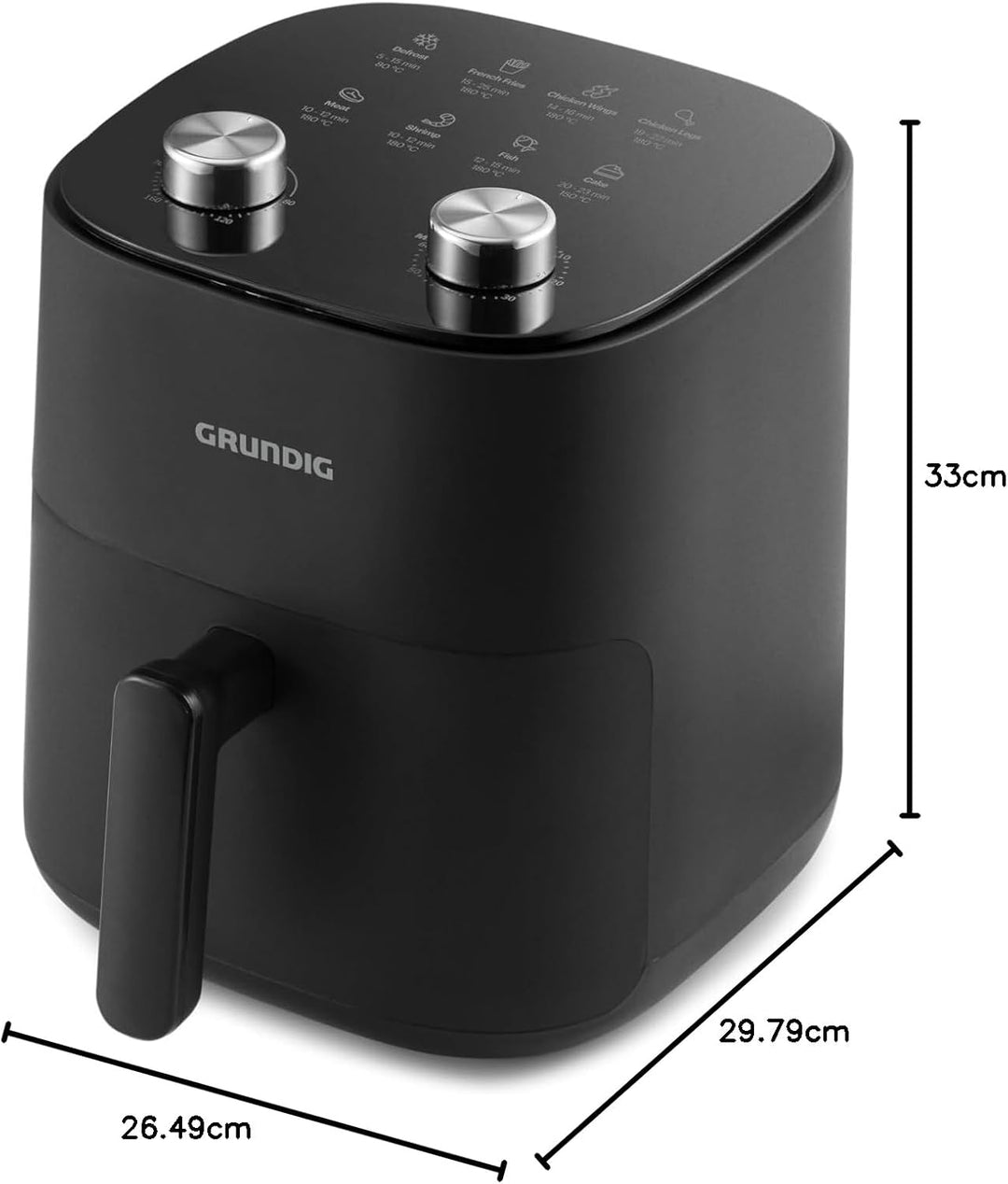 Grundig FRY 6321 L Heissluftfritteuse, 4,7 l Kapazität, 1.300 W, spülmaschinengeeigneter Korb, Tempe
