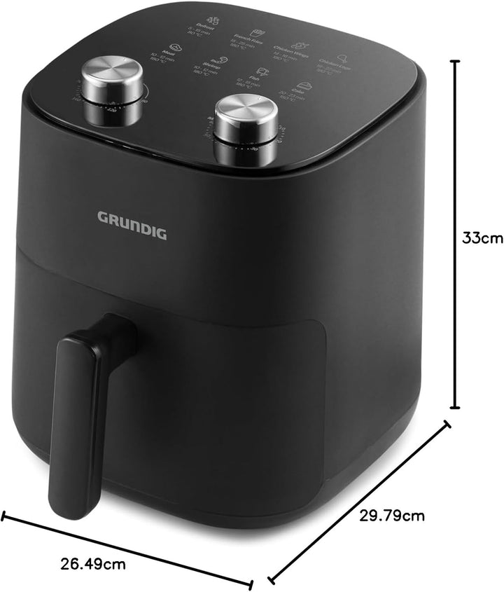 Grundig FRY 6321 L Heissluftfritteuse, 4,7 l Kapazität, 1.300 W, spülmaschinengeeigneter Korb, Tempe