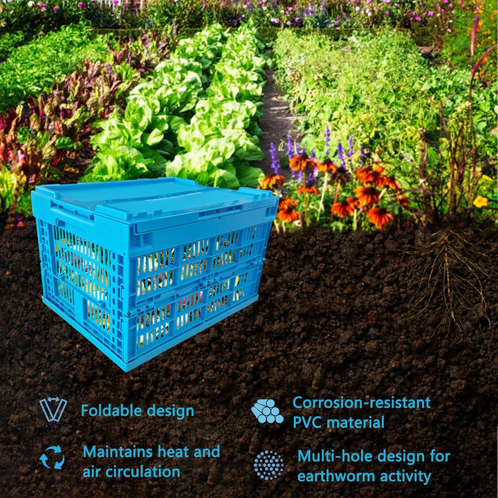 Inground Wurm-Komposteimer, zusammenklappbarer Komposteimer mit Löchern und Deckeln, Gartenkomposter