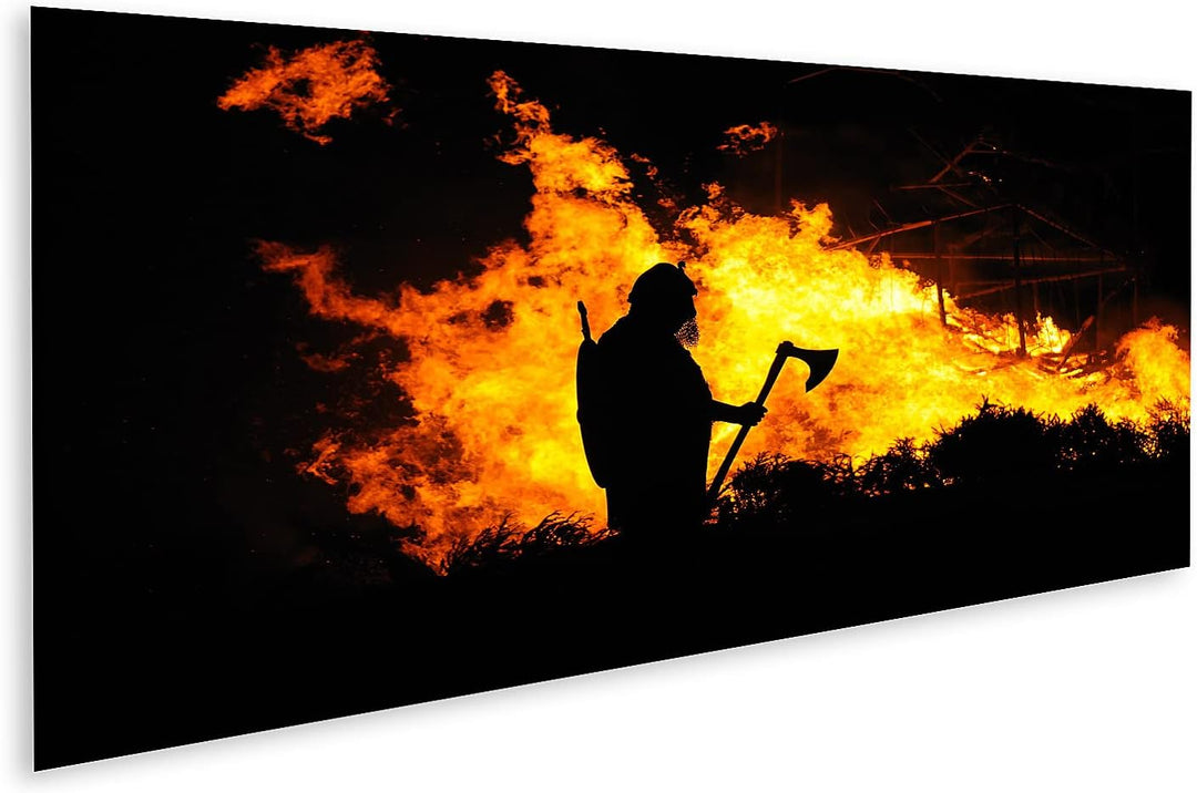 islandburner Bild auf Leinwand Ein Wikinger im Brennenden Gebäude Bilder Wandbilder Poster Leinwand