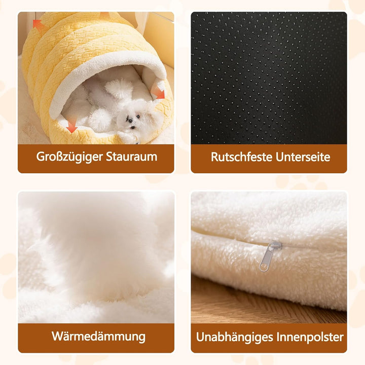 Galatée Hundebett, Weiches Katzenhöhlenbett Mit Abnehmbarem Kissen, Warmer Tierunterstand, Süsses Ka
