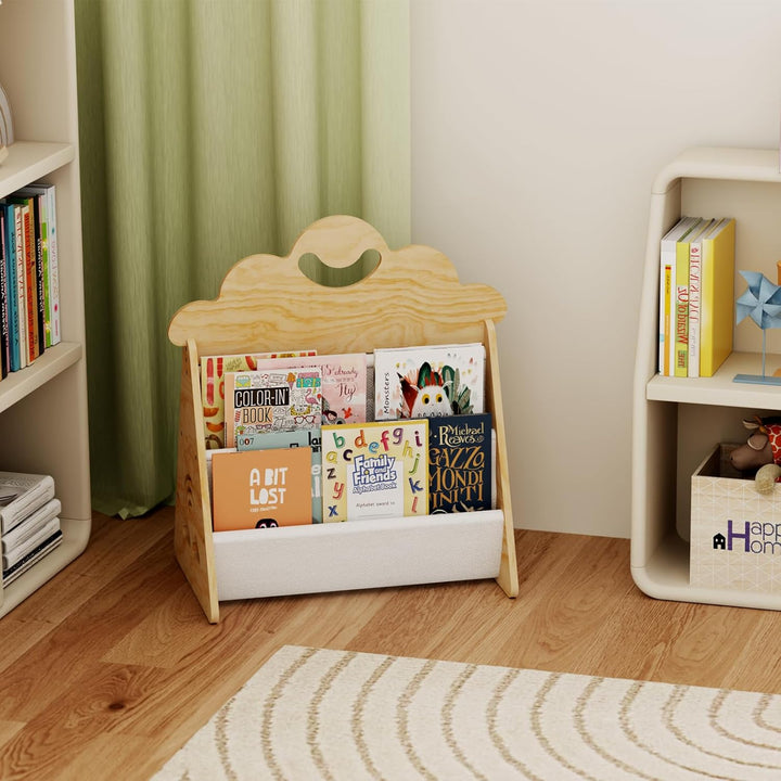 Kinder Bücherregal Holz, Montessori Bücherregal Kinder, Bücherkiste Kinder für Leseecke, Babyzimmer,