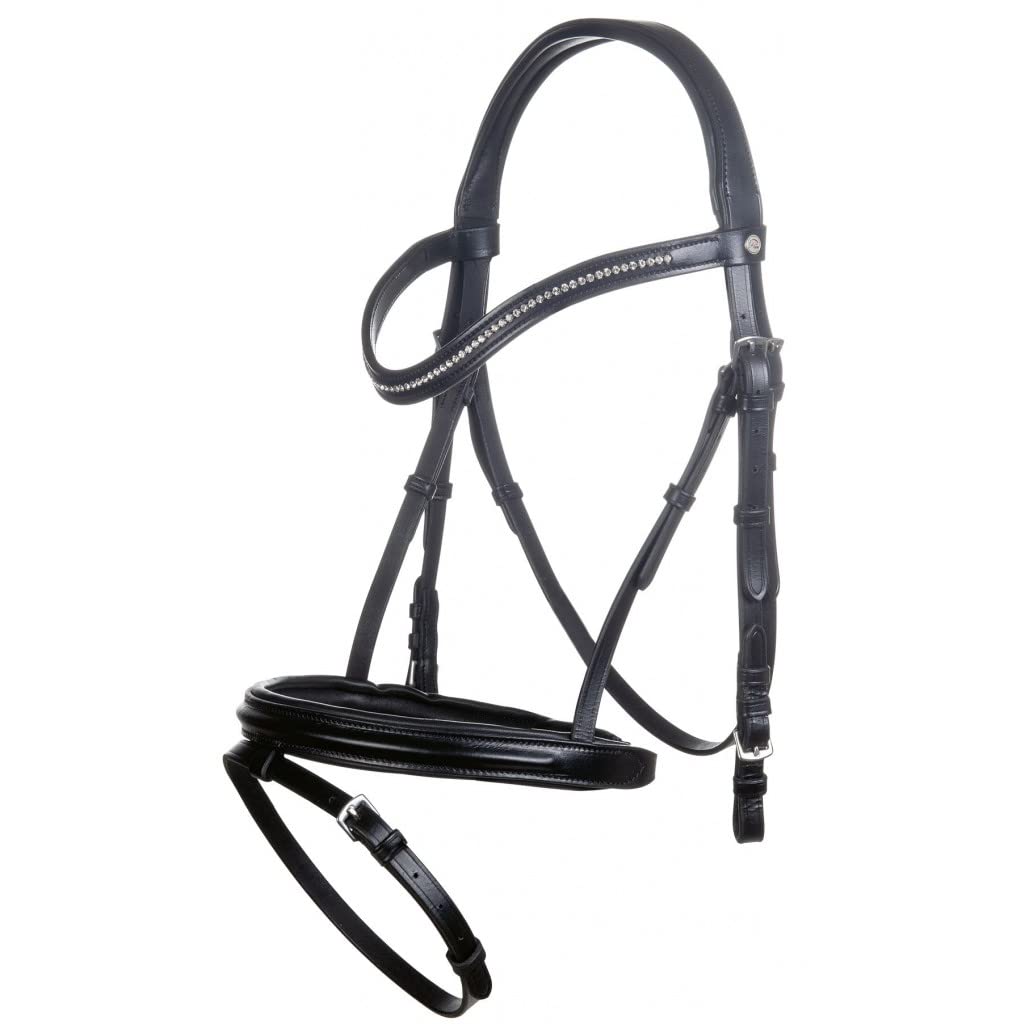 HKM 11477 Trense Malin, Polsterung, ENGL. Reithalfter, Leder, Braun, Pony