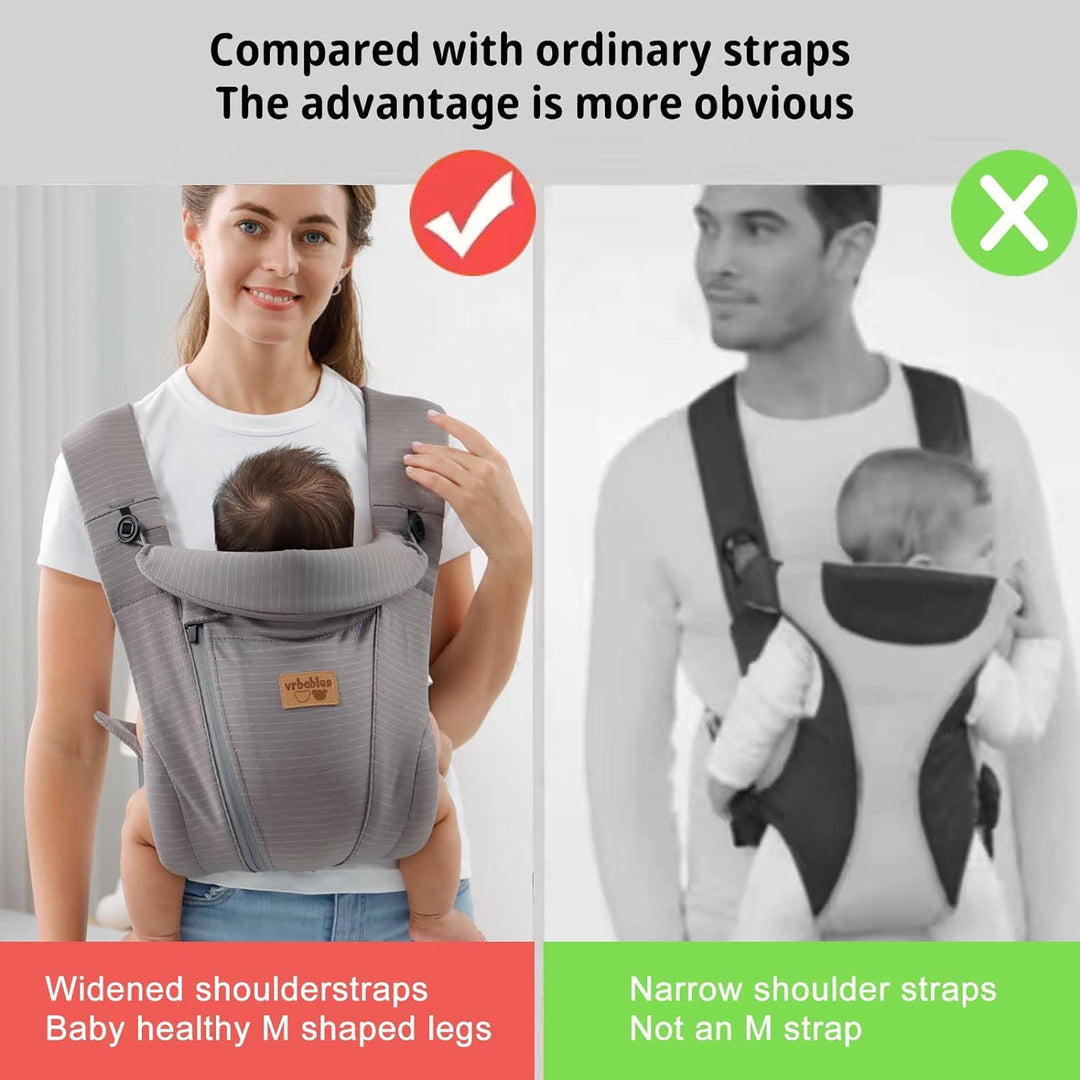 vrbabies Babytrage für Neugeborene ab Geburt Extra Weich, Bauchtrage Baby-Tragetasche Ergonomisch(Du