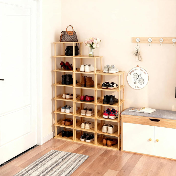 Aniston Bambus-Schuhregal, 8 Ebenen, vertikales Schuhregal für kleine Räume, freistehend, hoch, schm