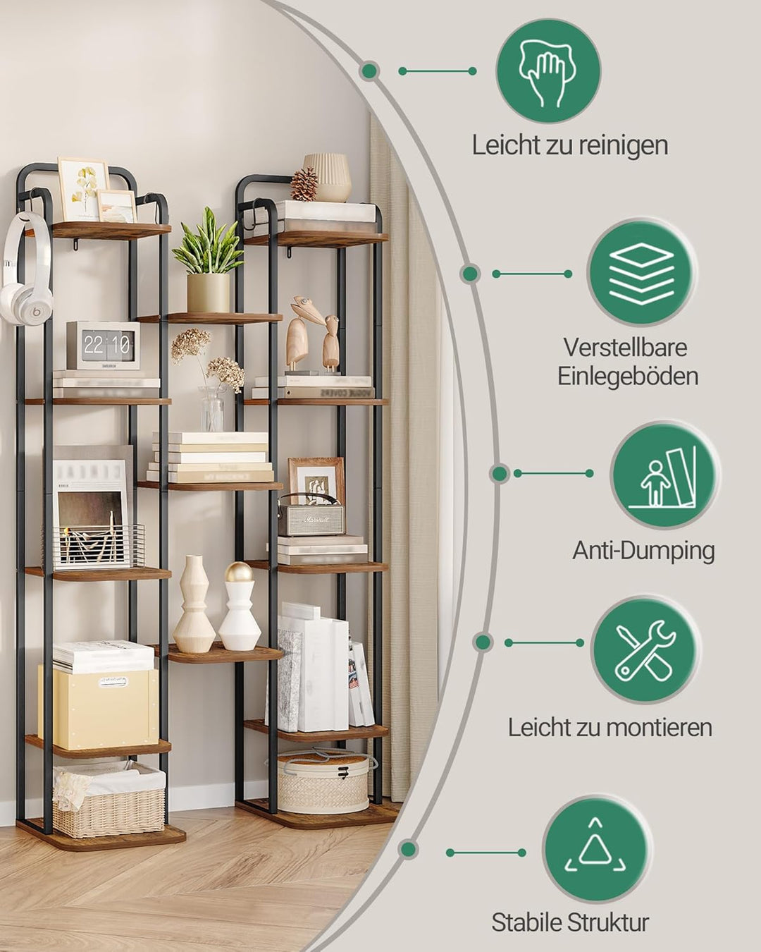 Hzuaneri Vertikales Schuhregal, 8-Stöckige Schuhregale, Schuhturm für Kleine Räume, Freistehend, Ver