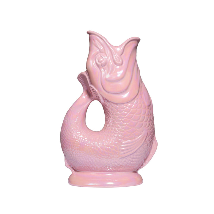 Karaffe XL Babyrosa schimmernd – 1,2 l – Original Gluggle Jug aus England – Wasserkrug mit Glucker-G