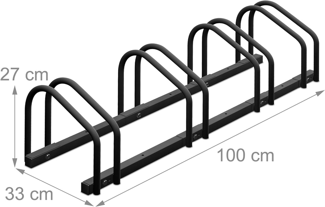 Relaxdays, 4 Fahrräder, Stahl Bodenparker, Reifenbreite 60mm, Abstellständer, Fahrradstand, anthrazi