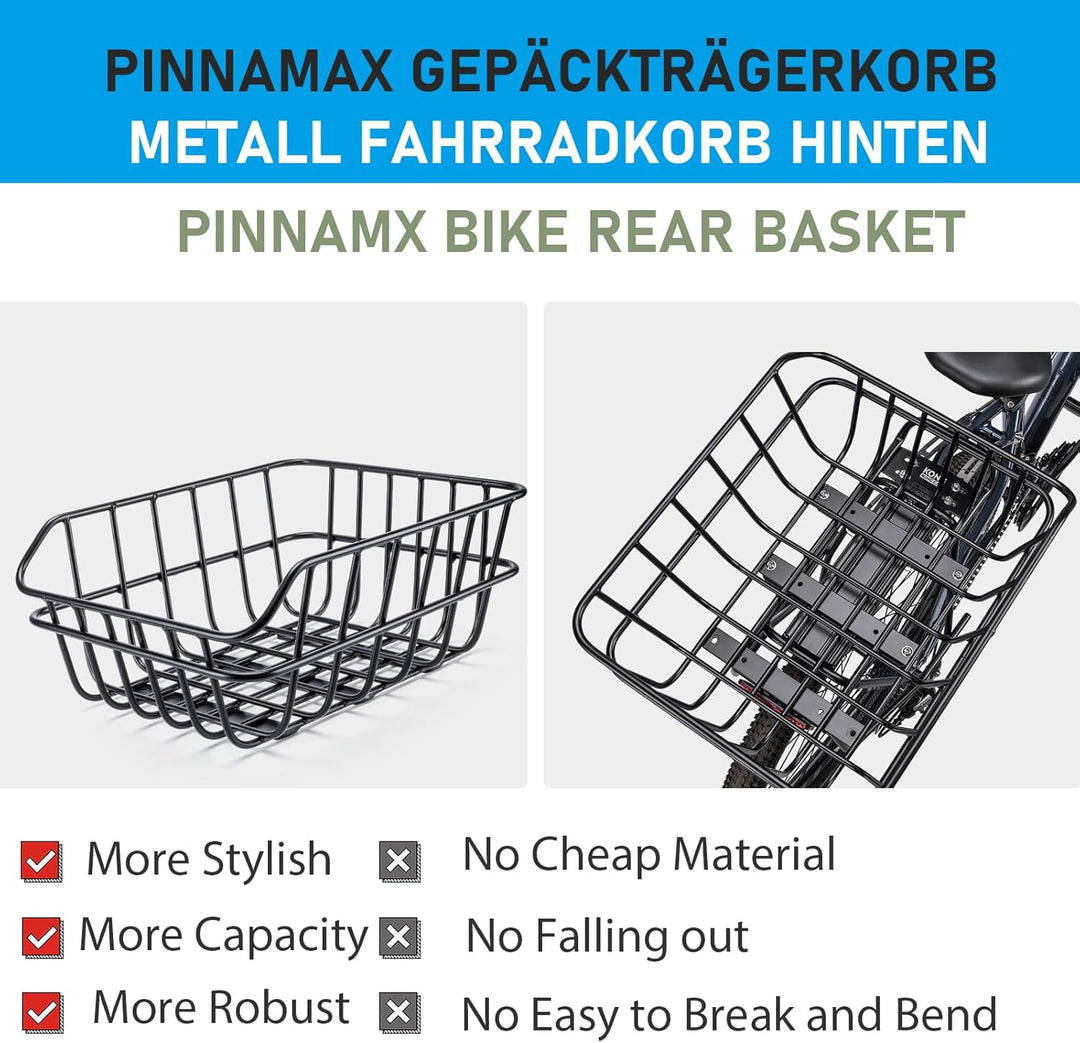 Fahrradkorb gross Hinten für Gepäckträger,Fahrradkorb mit Netz und Abdeckung,Schwarz