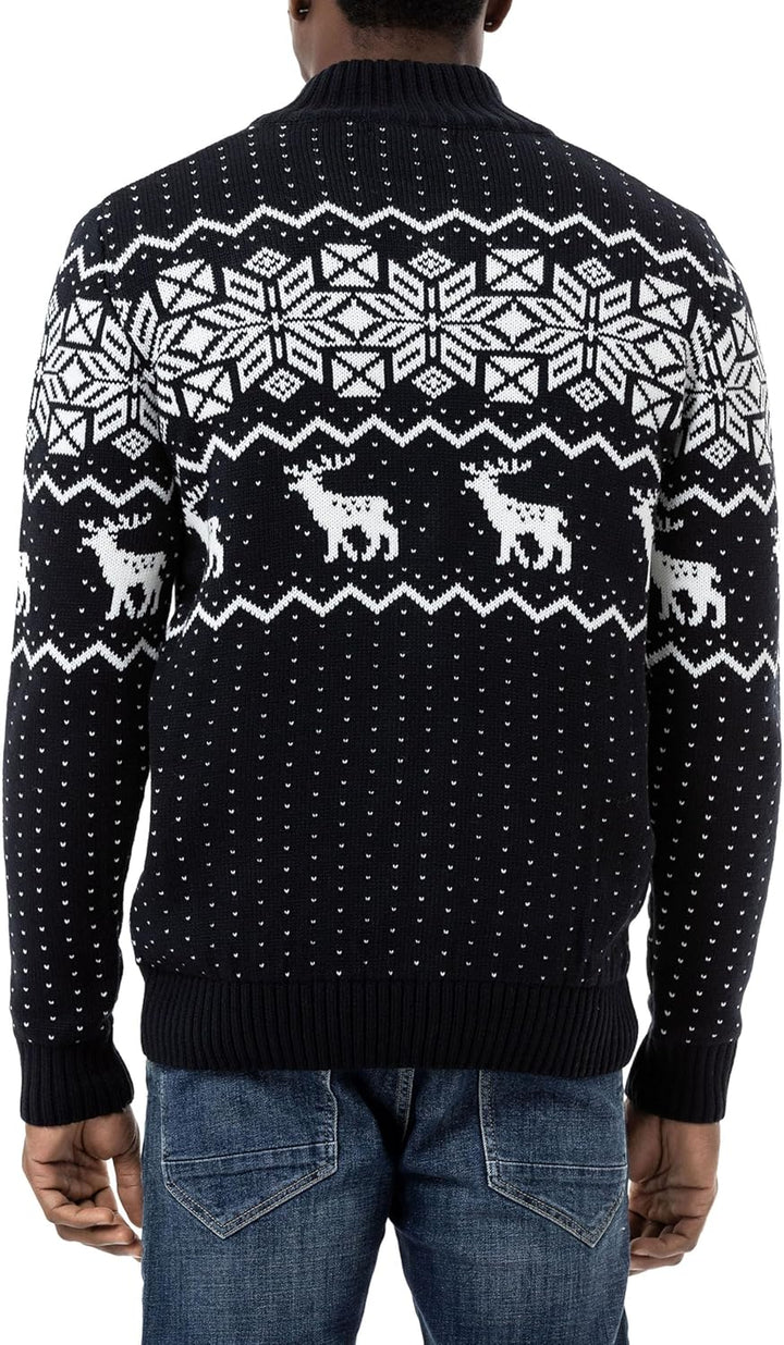 Redbridge Herren Strickjacke Norweger Strickpullover mit Reissverschluss S Navyblau, S Navyblau