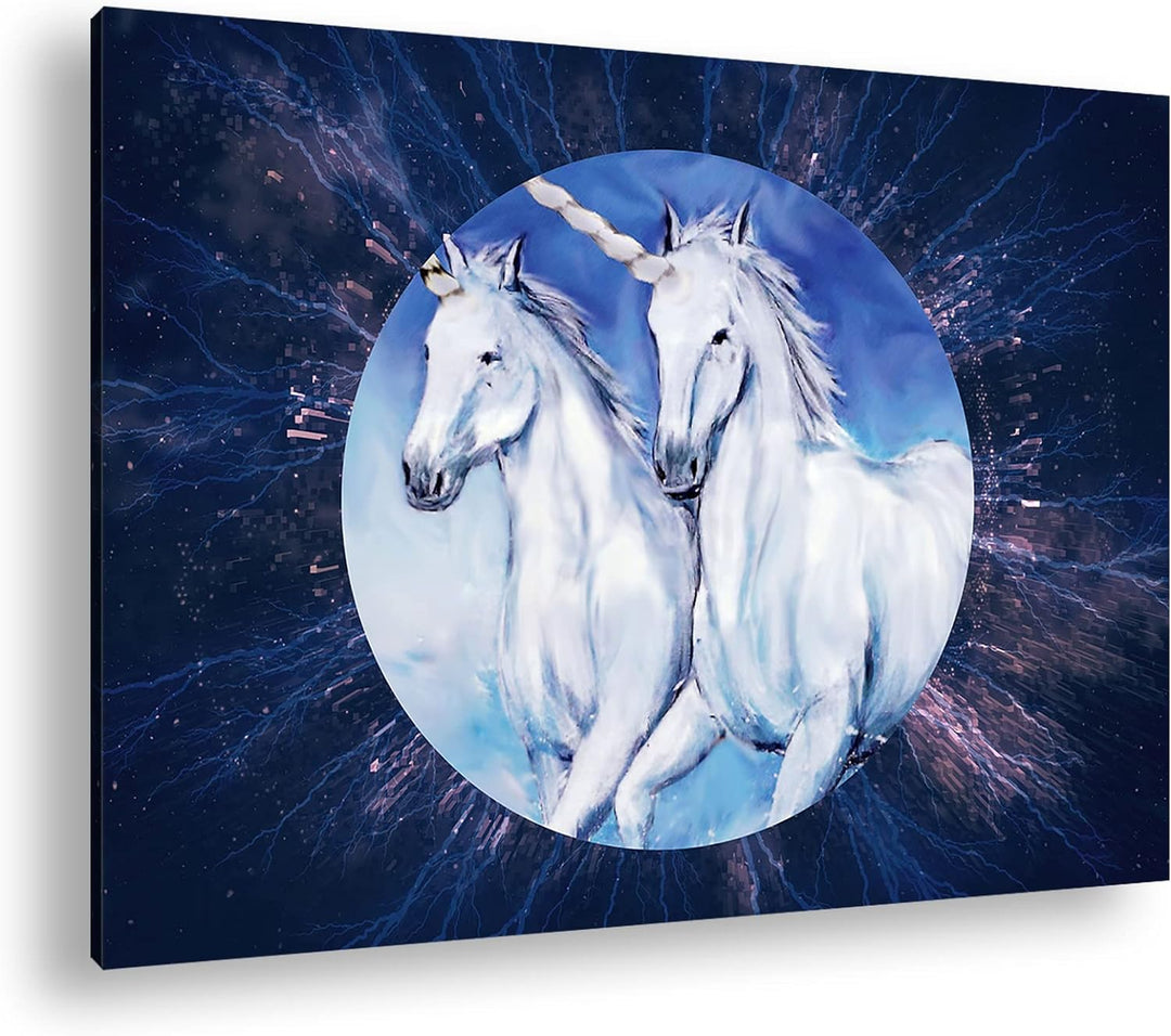 deyoli glorreiche Einhorner Format: 80x60 als Leinwandbild, Motiv fertig gerahmt auf Echtholzrahmen,