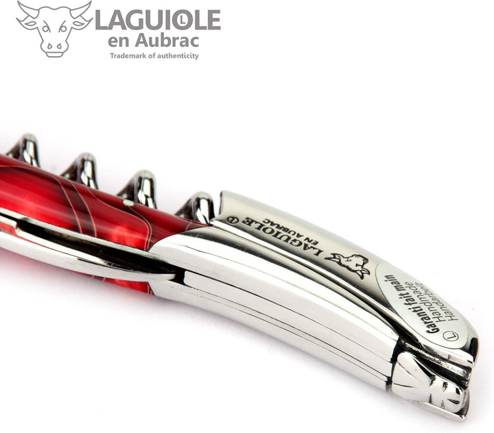 Laguiole en Aubrac Kellnermesser Sommelierbesteck SOM99WRI Griffschalen Acrylglas Marsh Mallow rot,