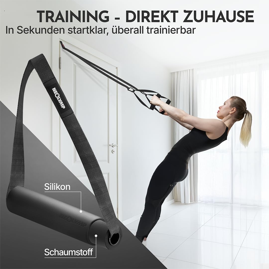 NEOLYMP Schlingentrainer mit Türanker & Befestigungsgurt – Verstellbarer Sling Trainer für Zuhause,