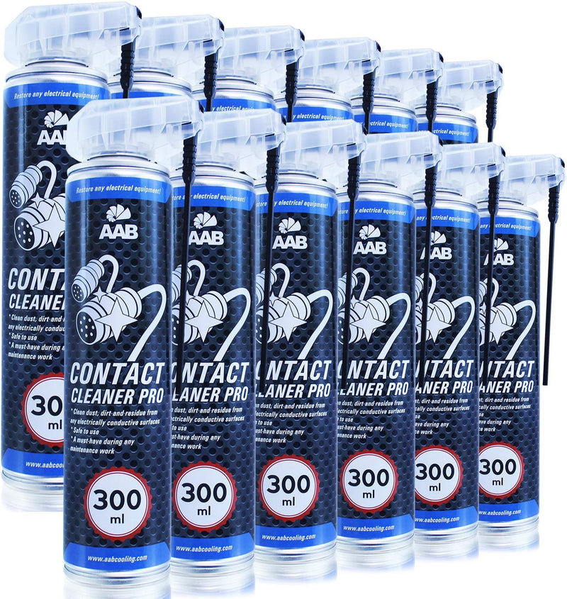 AAB Contact Cleaner PRO 300ml - Wertpaket 12 Stück - Elektrischer Kontakte Reiniger – Kontaktspray,