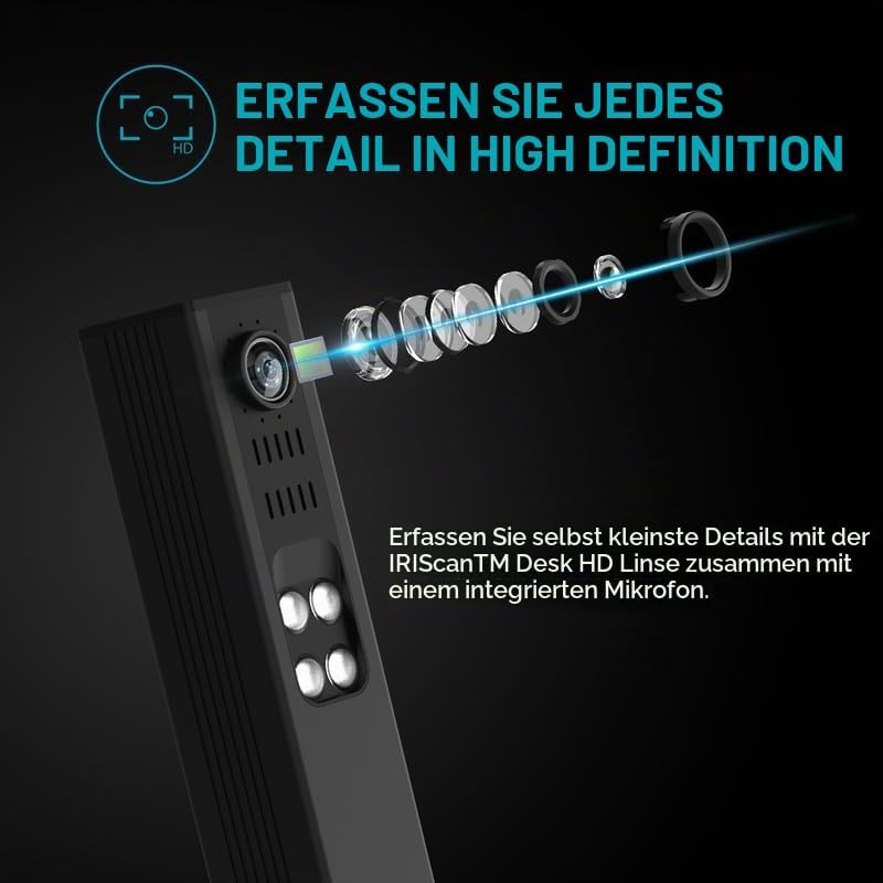 IRIScan Desk Pro. Buchscanner LED, OCR Dokumentenscanner 21MP Kamera Visualizer -v6PRO: PDF-Editor,