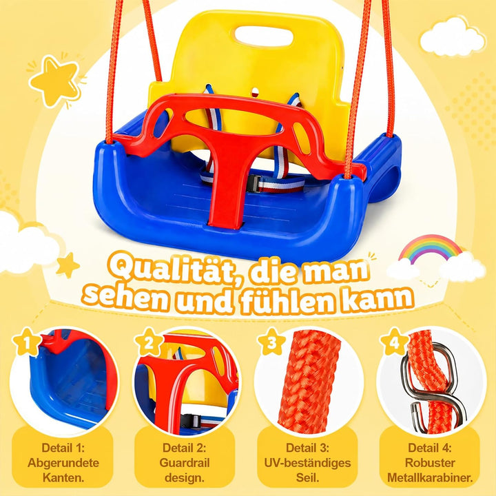 Trintion 3-in-1-Babyschaukel mit hoher Rückenlehne – für Garten und Spielplatz, inklusive Verstellba