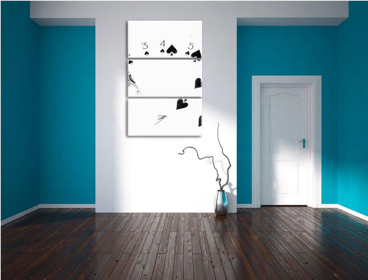 Spielkarten - Pik Strasse als Leinwandbild/Grösse: 3 Teilig (120x80) cm/Wandbild/Kunstdruck/fertig b