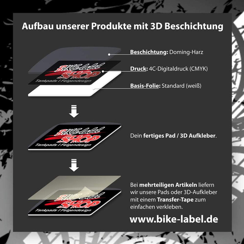 BIKE-label Tankpad Carbon Schwarz Motorradaufkleber kompatibel mit Honda X800702VA je Seite ca. 140