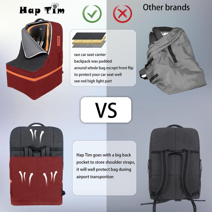 Hap Tim Autositz-Reisetasche, gepolsterter Autositzbezug für Flugzeug, tragbarer Autositzträger für