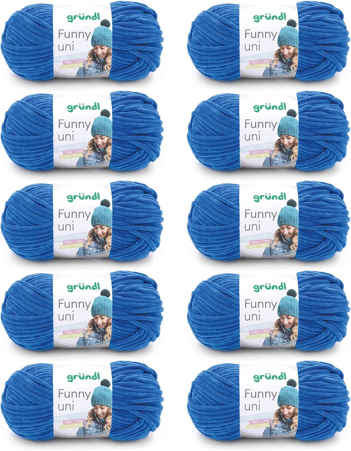 Gründl Funny uni Strick- & Häkelgarn (samtartiges Chenille-Garn aus 100 % Polyester, 10 x 100 g / 12