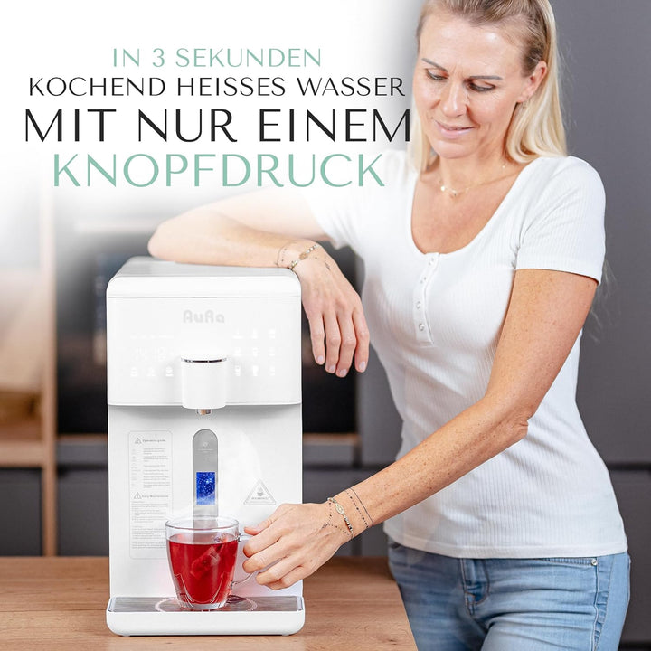 AuRa Osmoseanlage Trinkwasser [Ohne Tank] - Platzsparender Wasserfilter für reines Wasser, Heisswass