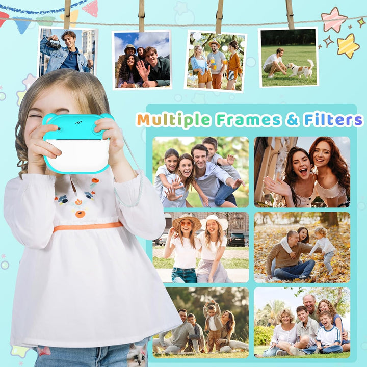 Sofortbildkamera für Kinder mit Drucker, 48MP & 1080P Digitalkamera mit 2,4 Zoll Display, Kinderkame