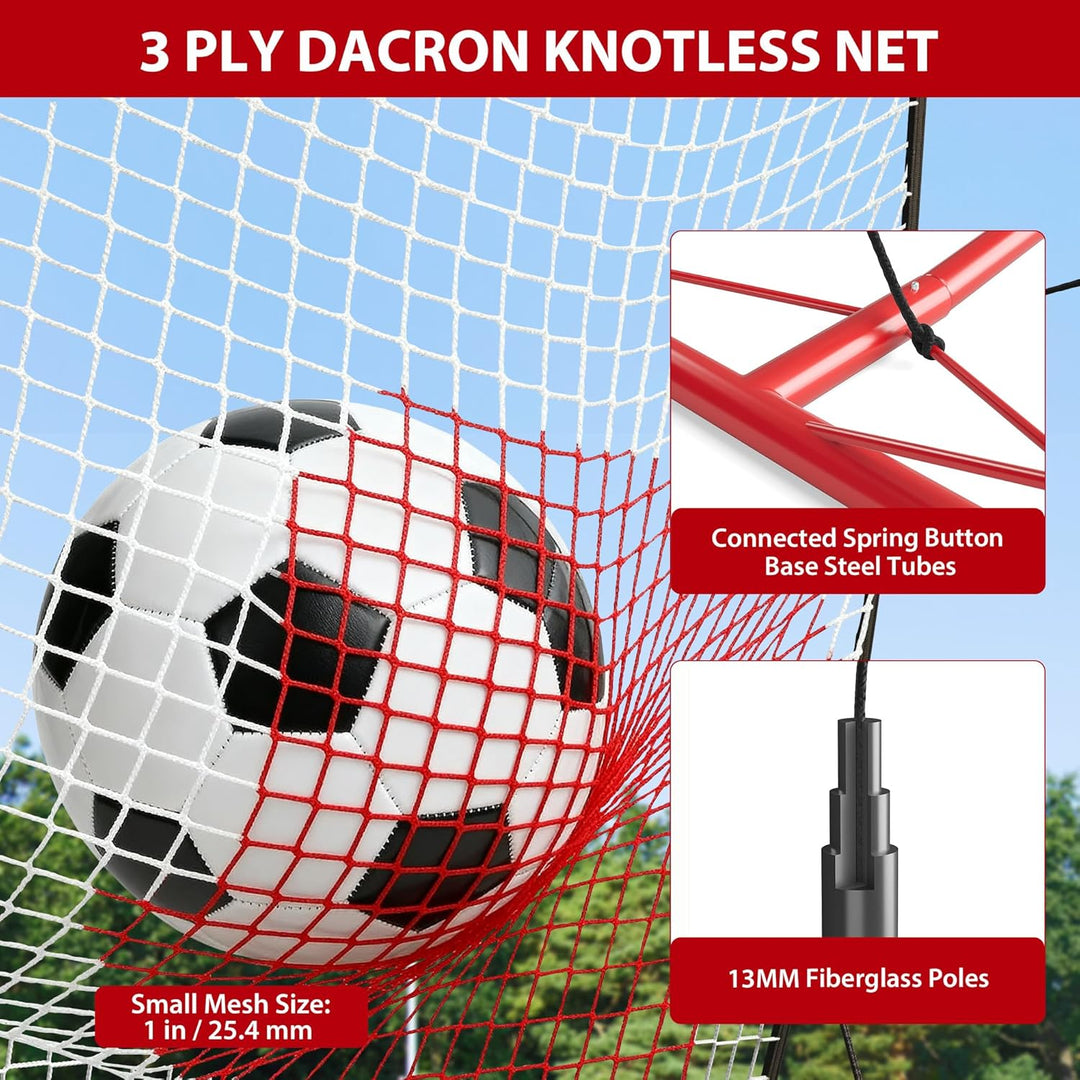 Soccer Rebounder, 2-in-1 Fussball-Rebounder-Netz, 1,8 x 1,8 m, Klein Und 1,8 m x 3,6 m, Grosses Rück