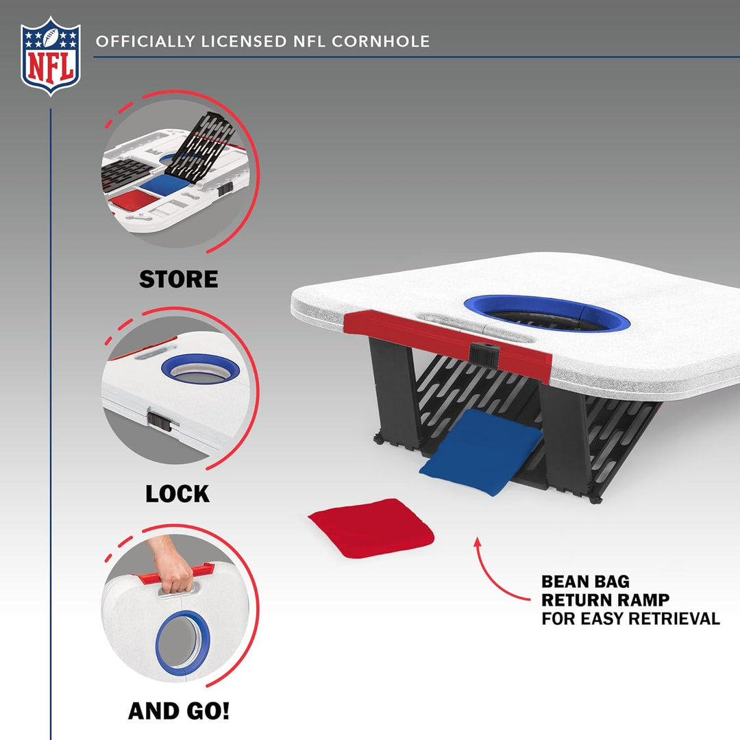 Wild Sports NFL Pro Football Allwetter Cornhole Set - Travel Bean Bag Toss Set Includes 8 Bean Bags