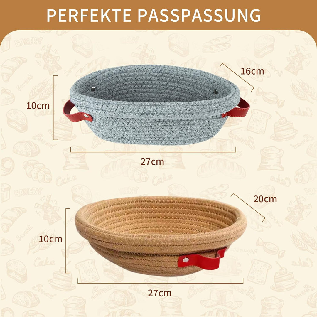 Gärkörbchen Sauerteig Starter Set - 23 cm Rund & 26 cm Oval mit Brotbackzubehör Backen Zubehör Handw