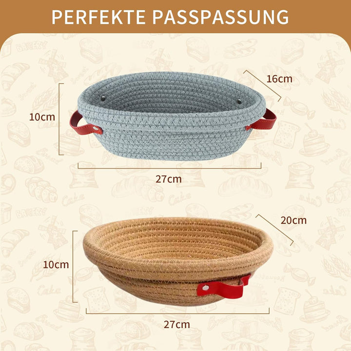 Gärkörbchen Sauerteig Starter Set - 23 cm Rund & 26 cm Oval mit Brotbackzubehör Backen Zubehör Handw