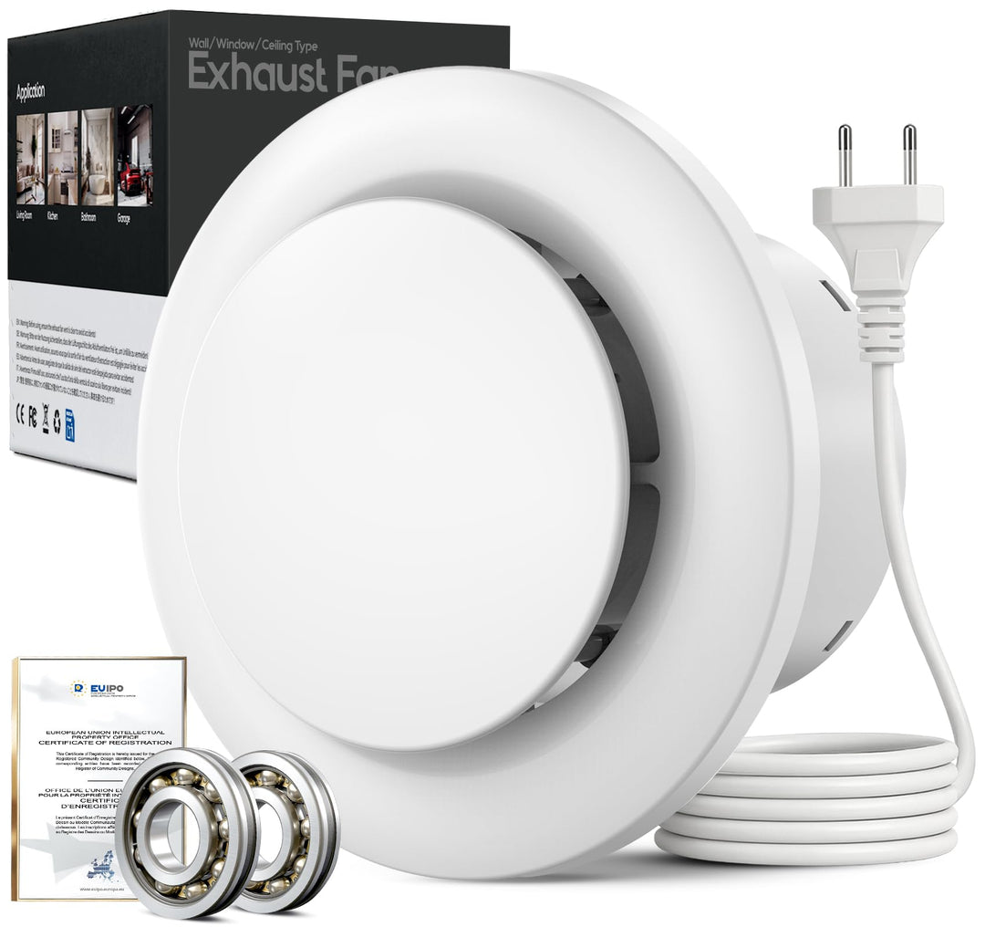 SBONNI Badlüfter 100mm, 12W Leiser Abluftventilator, 130m³/h Starker Lüftung Wandventilator, Geräusc