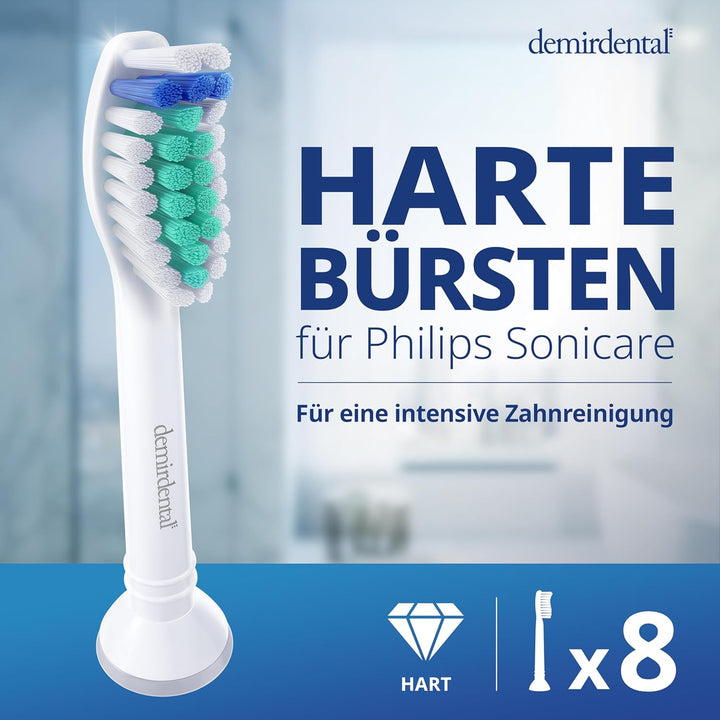 8er demirdental Ersatzbürsten passend für Philips Sonicare, Harte Aufsätze & Aufsteckbürsten, harte