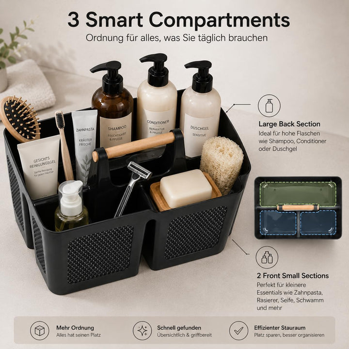 ALINK Portable Dusche Caddy Korb mit Fächern, Kunststoff geteilt Reinigung Caddy Organizer Storage T