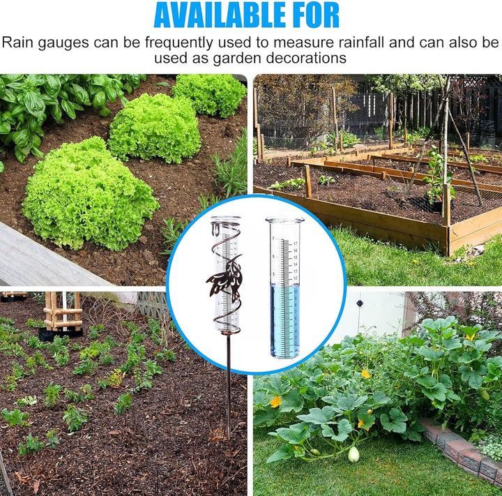 LSRVNM Regenmesser für Garten, Niederschlagsmesser mit Erdspiess, Glas-Regenmesser mit Klarer Skala,
