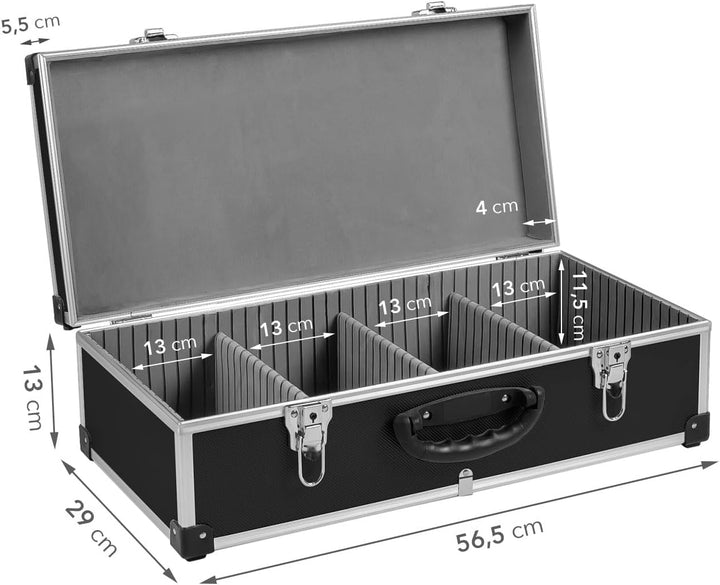 CD Koffer für 80 Standard CD Cases - 56,5 x 29 x 18,5 cm - Schwarz 80 CD's schwarz, 80 CD's schwarz