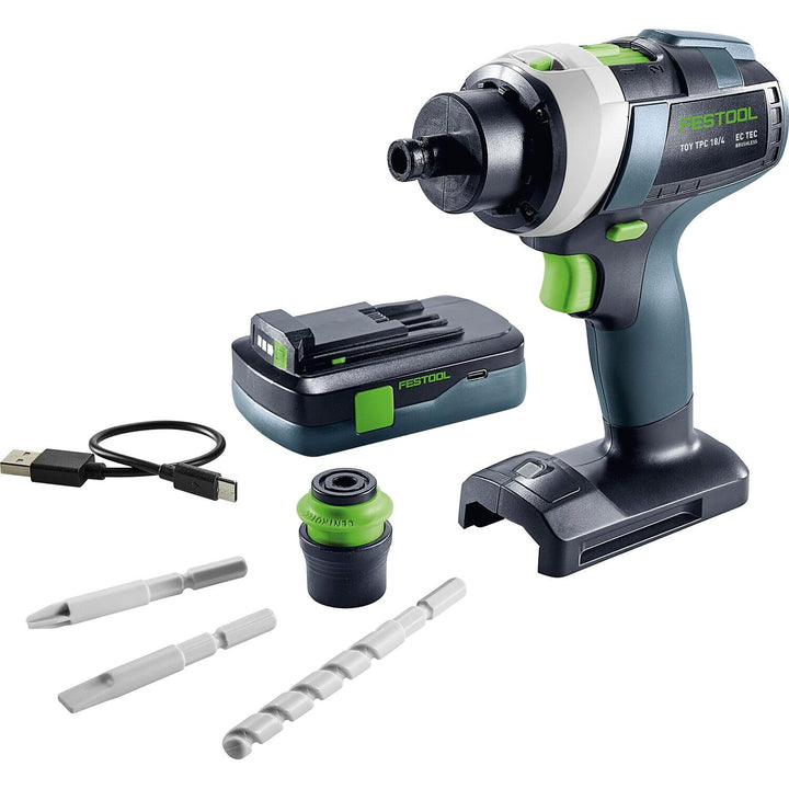 Festool Spielzeug Akku-Bohrschrauber TY-TPC, inkl. einem abnehmbaren Akku (Aufladung per USB-C), inc