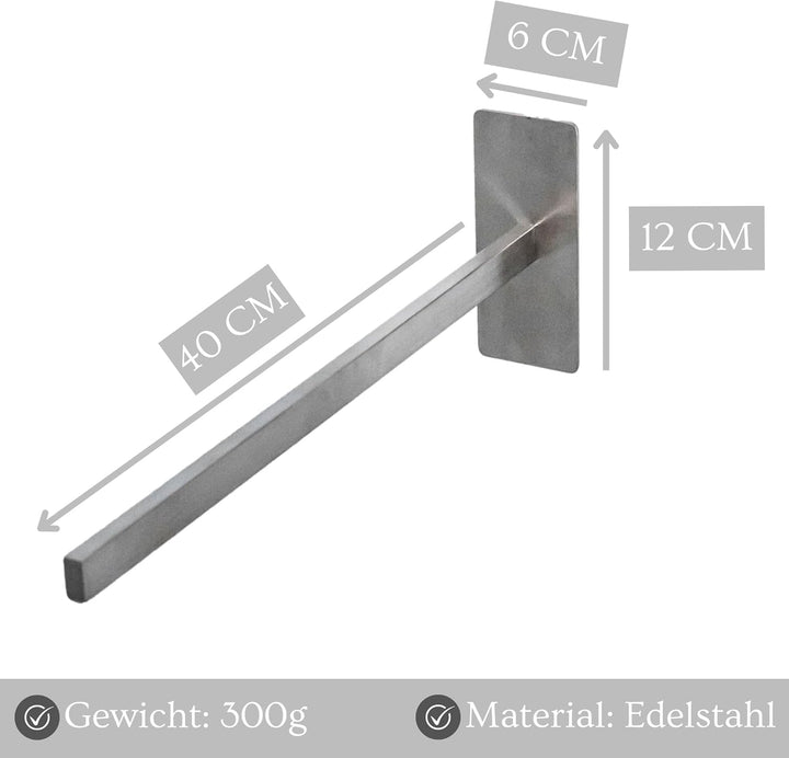 Premium Edelstahl Handtuchhalter ohne Bohren selbstklebend inkl. Spezialkleber (extrem sicherer Halt