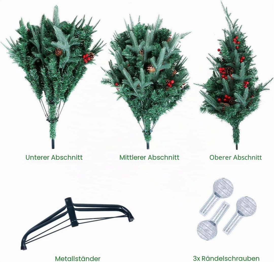 himaly Künstliche Weihnachtsbäume 180 cm mit 688 Spitzen, PVC/PE Material Naturgetreue Tannenbaum kü