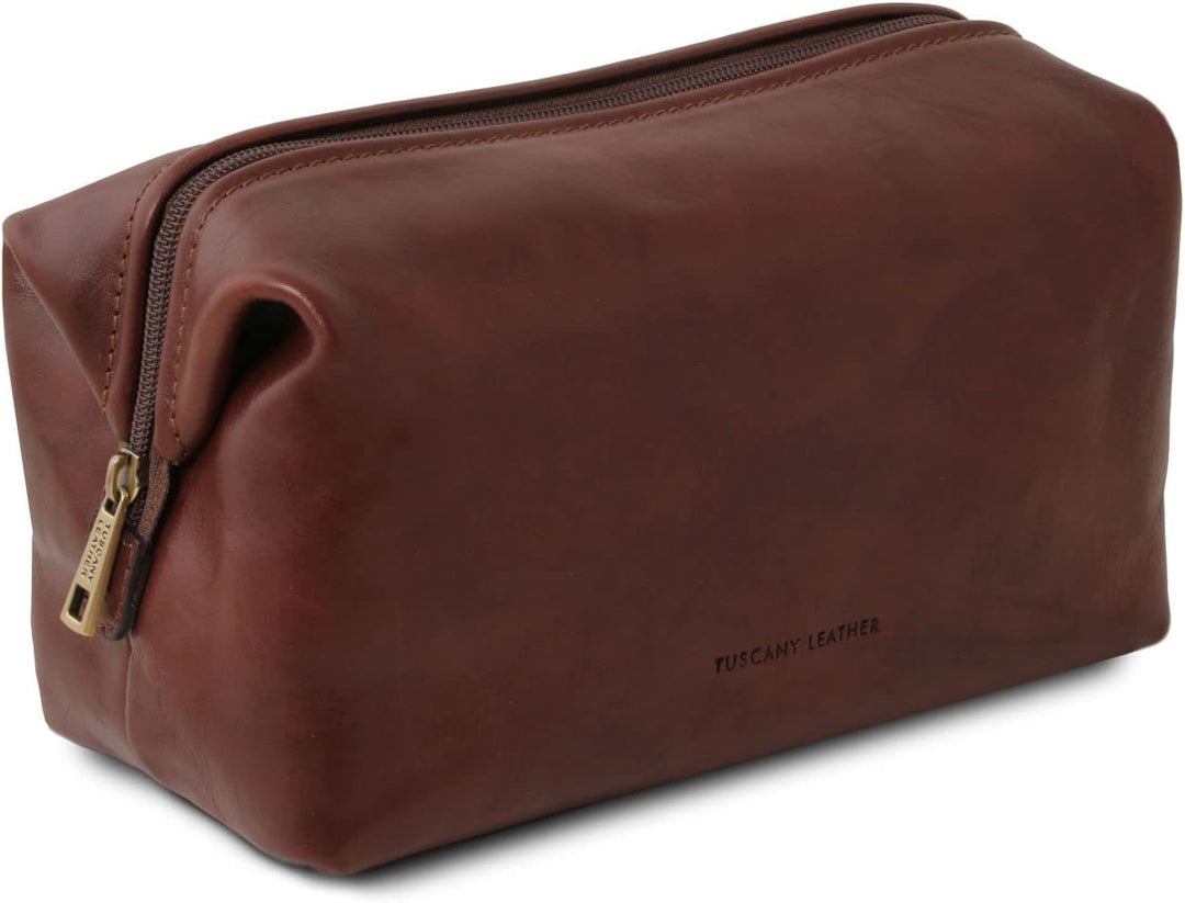 Tuscany Leather Smarty Reise- Kulturtasche aus Leder - Gross Braun, Braun