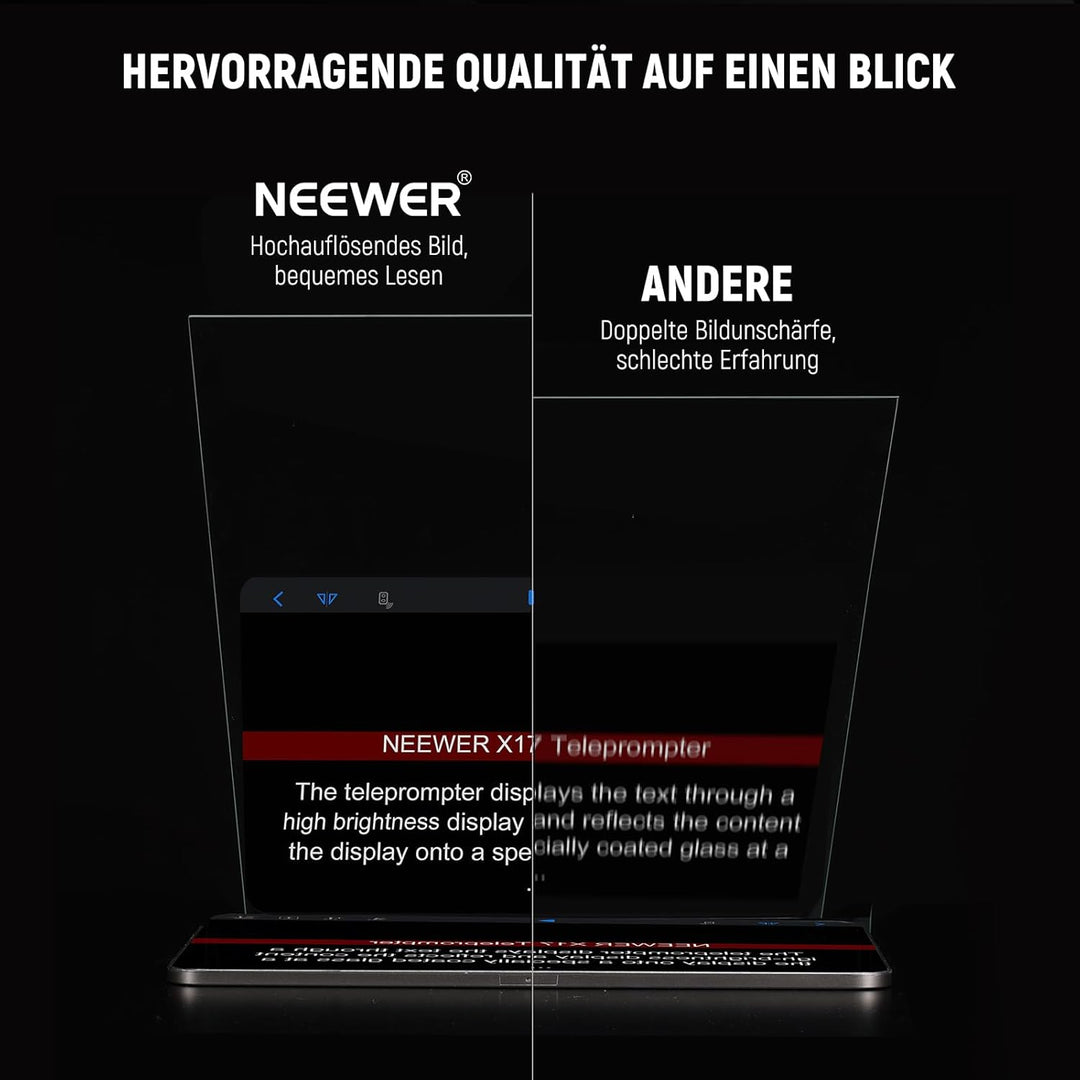 NEEWER 14" Strahlenteiler Beam Splitter für Teleprompter DIY, 9,9" x9,9 x0,08/25,2x25,2x0,2cm 30T/70