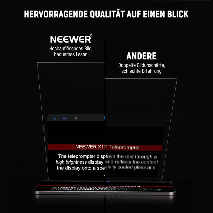 NEEWER 14" Strahlenteiler Beam Splitter für Teleprompter DIY, 9,9" x9,9 x0,08/25,2x25,2x0,2cm 30T/70