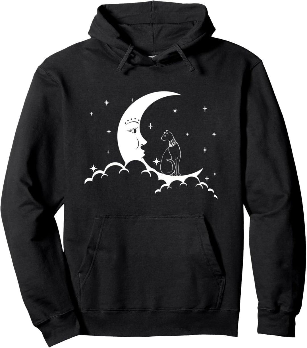 Bastet Ägyptische Katze Goth Mond Pullover Hoodie