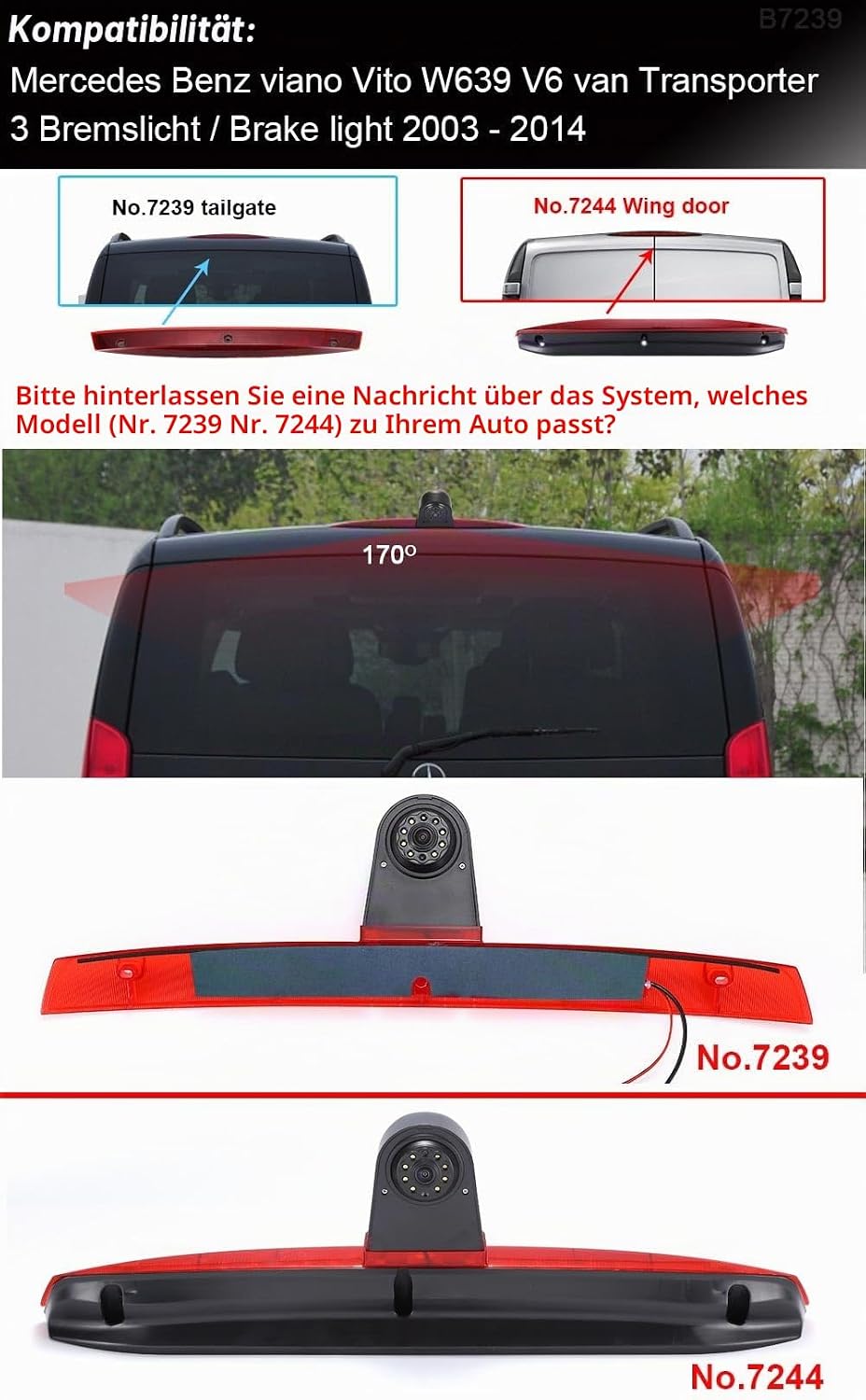 1280 * 720 Brake Bremsleuchte Auto Kamera Third roof Bremslicht Rückfahrkamera Replacement for Merce