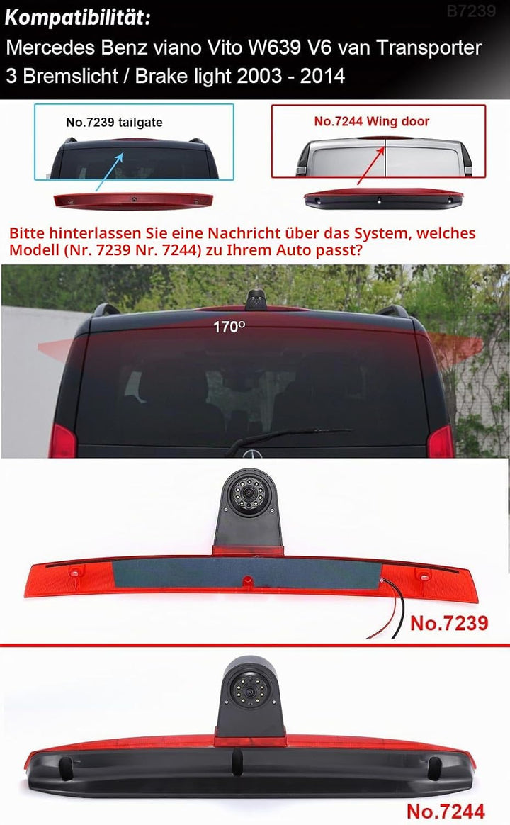 1280 * 720 Brake Bremsleuchte Auto Kamera Third roof Bremslicht Rückfahrkamera Replacement for Merce