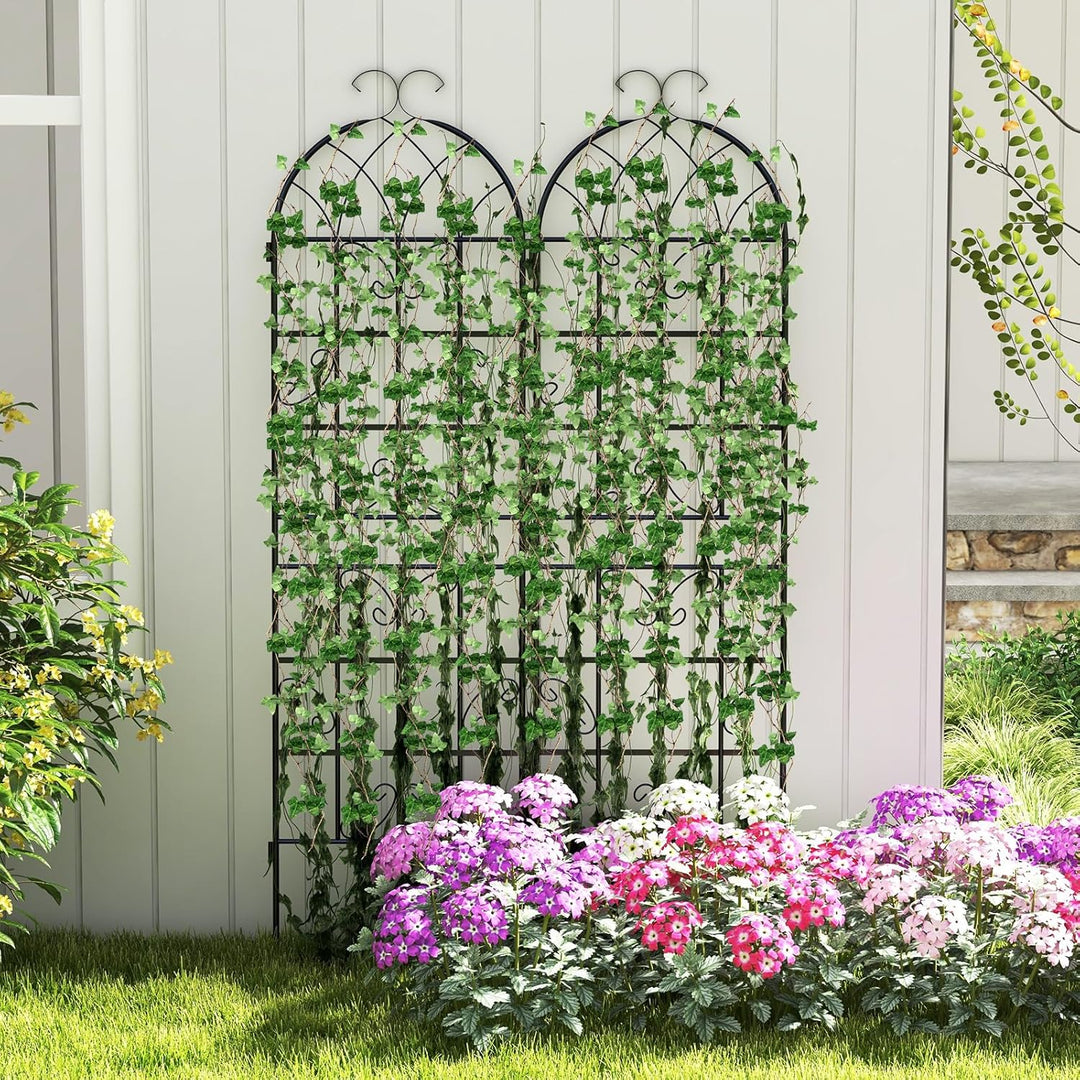 GOPLUS Rankgitter Metall 2er/4er Set, Sichtschutz Garten 180/220 cm hoch, Rosenspalier, Rosengitter,