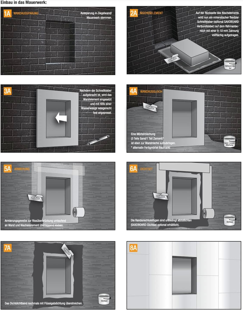 Saxoboard Wandnische Dusche befliesbar, Duschnische für Trockenbau im Bad (60x30 cm) 30x60 cm, 30x60